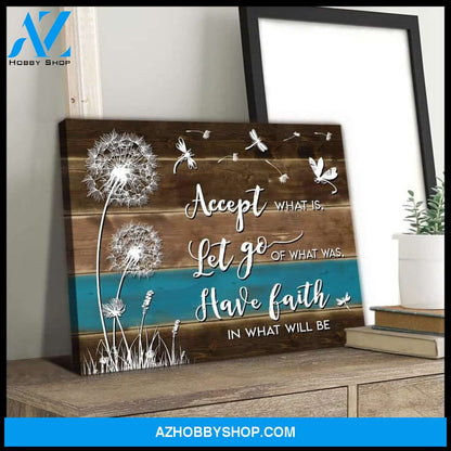 Accept What Is Let Go Dandelion Wall Art Canvas, Wall Decor Visual Art