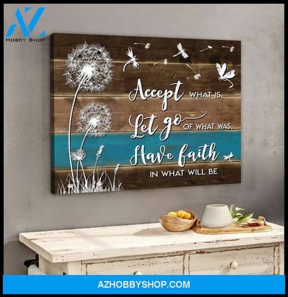 Accept What Is Let Go Dandelion Wall Art Canvas, Wall Decor Visual Art