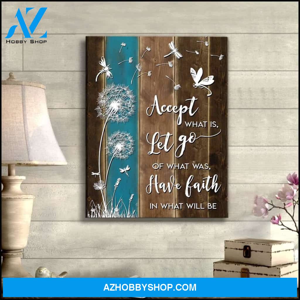 Accept What Is Let Go Dragonfly Wall Art Canvas, Wall Decor Visual Art