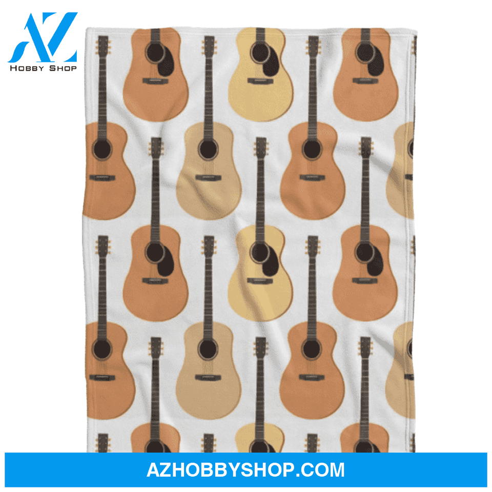 Acoustic Guitars Pattern Fleece Blanket Gift For People Home Decor Bedding Couch Sofa Soft And Comfy Cozy