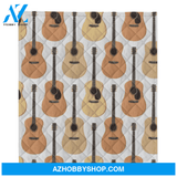 Acoustic Guitars Pattern Fleece Blanket Gift For People Home Decor Bedding Couch Sofa Soft And Comfy Cozy