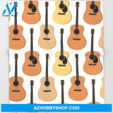 Acoustic Guitars Pattern Fleece Blanket Gift For People Home Decor Bedding Couch Sofa Soft And Comfy Cozy