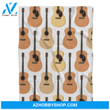 Acoustic Guitars Pattern Fleece Blanket Gift For People Home Decor Bedding Couch Sofa Soft And Comfy Cozy