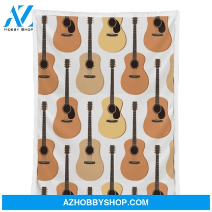 Acoustic Guitars Pattern Fleece Blanket Gift For People Home Decor Bedding Couch Sofa Soft And Comfy Cozy