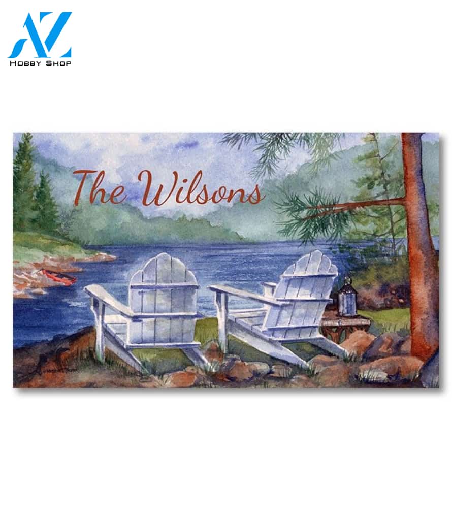 Adirondack Lake Welcome Personalized Doormat - 18" x 30"