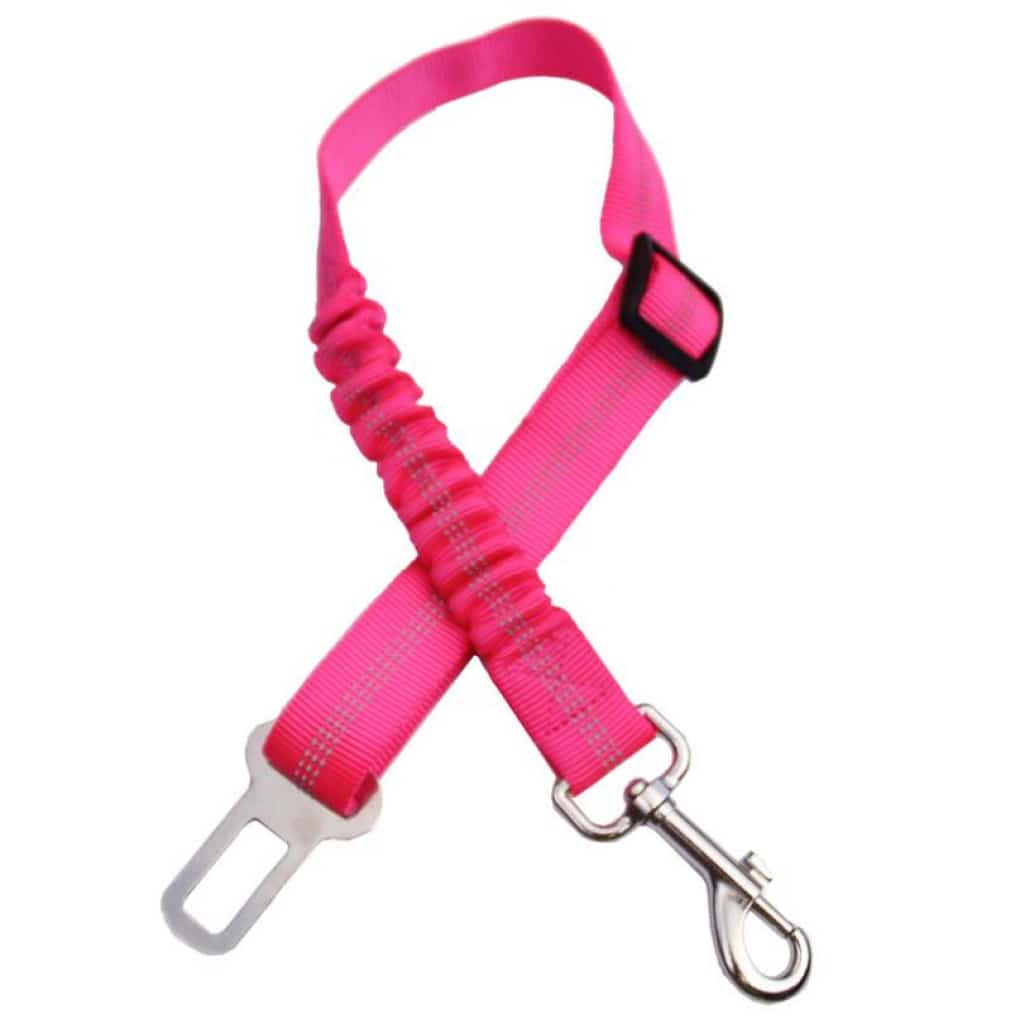 Adjustable Dog Seat Belt Car Seatbelt Harness Leads Elastic Reflective Safety Rope Pink