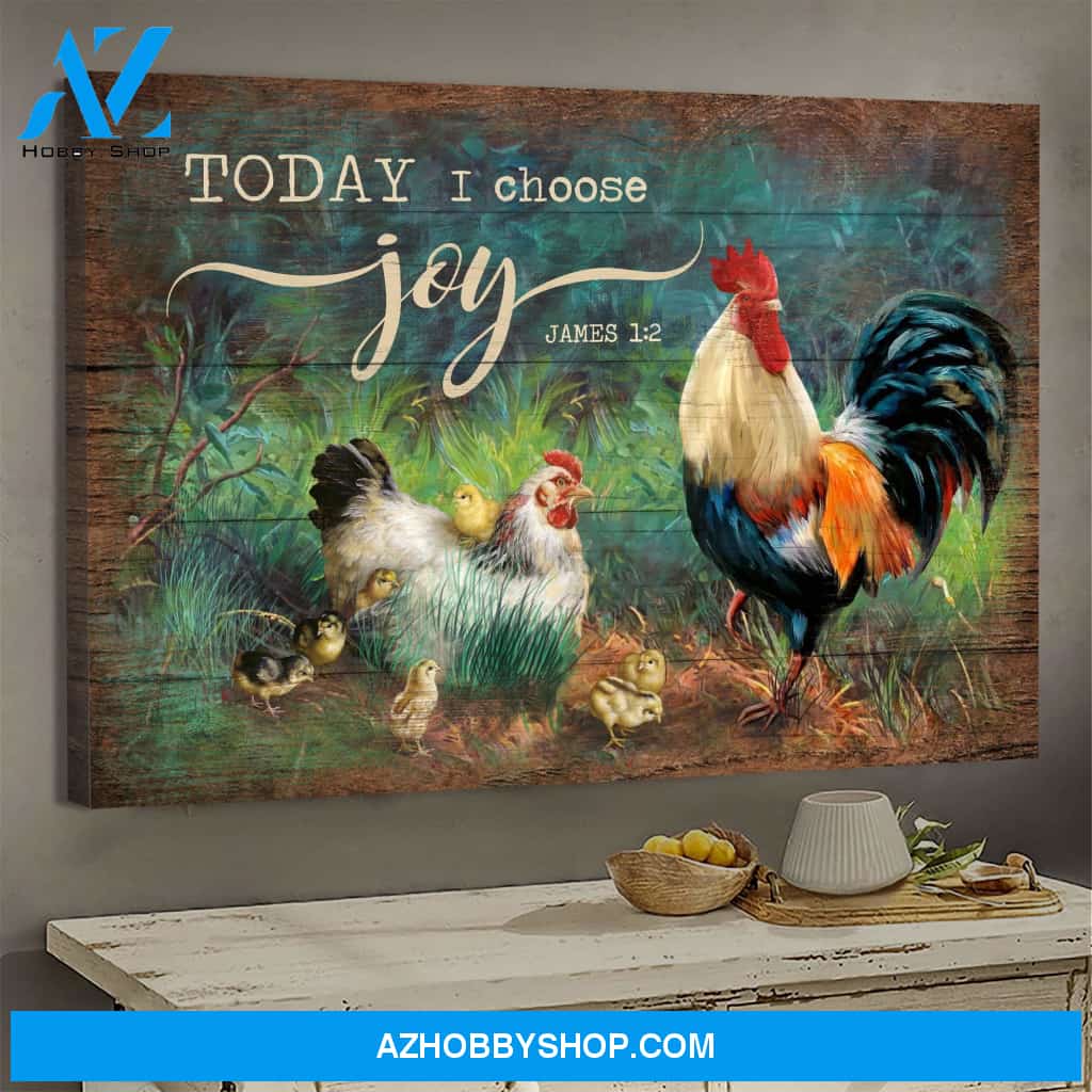 Adorable chicken family - Today I choose joy- Jesus Landscape Canvas Prints - Wall Art