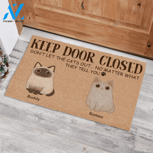 Adore Cat, Don't Let The Cat Out Personalized Doormat HQ