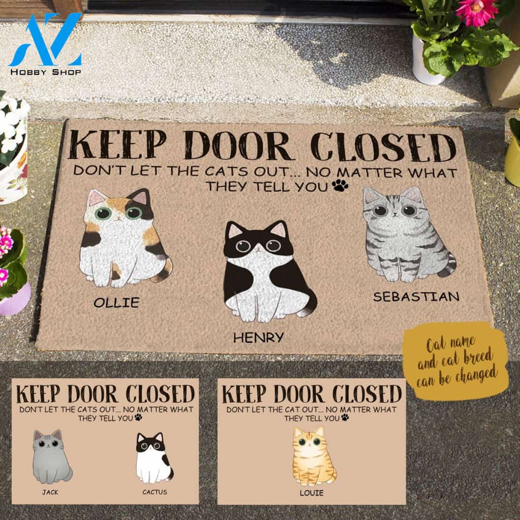 Adore Cat, Don't Let The Cat Out Personalized Doormat HQ