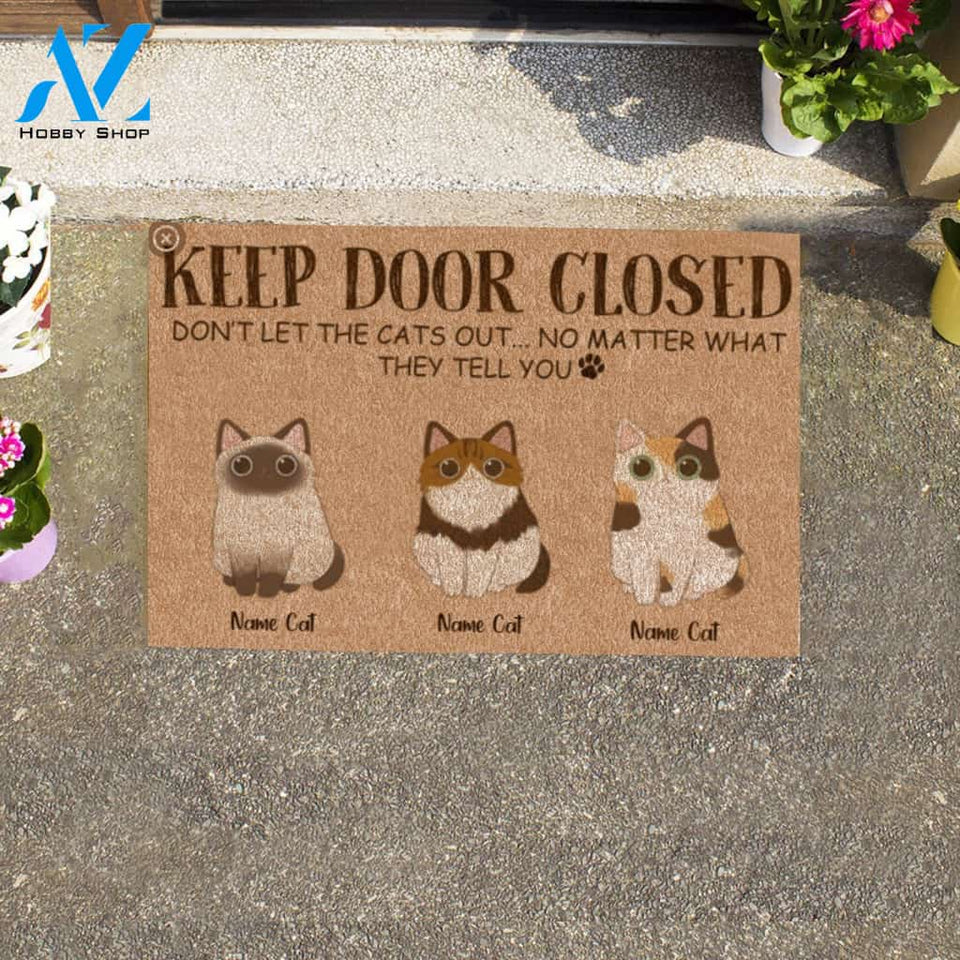 Adore Cat, Don't Let The Cat Out Personalized Doormat HQ | Welcome Mat | House Warming Gift