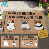 Adore Cat, No Need To Knock We Know You Are Here Personalized Doormat TV06