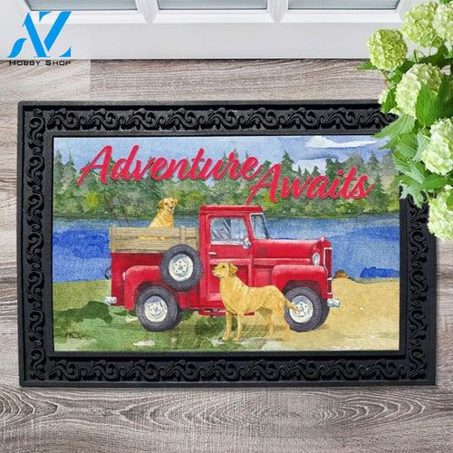 Adventure Awaits Yellow Labs Doormat - 18" x 30"