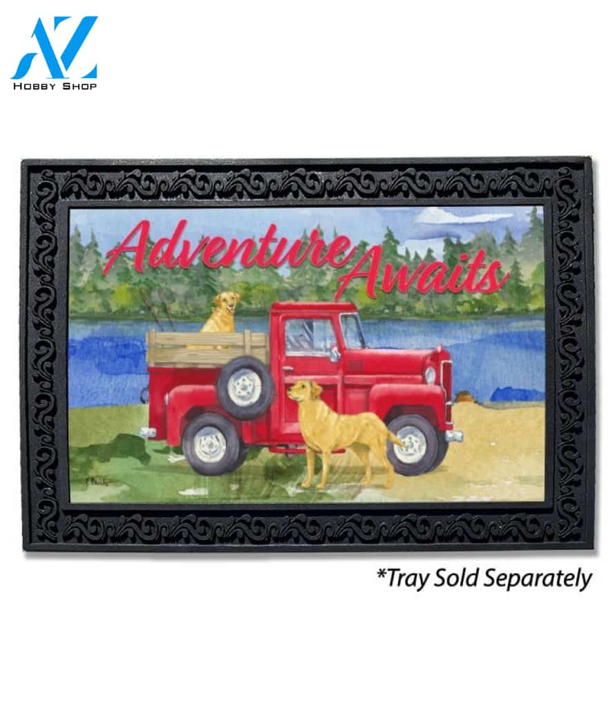 Adventure Awaits Yellow Labs Doormat - 18" x 30"