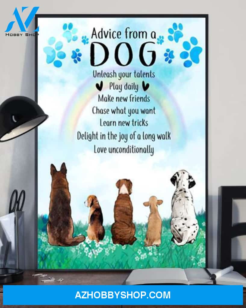 Advice From A Dog Canvas Painting, Wall Decor Visual Art