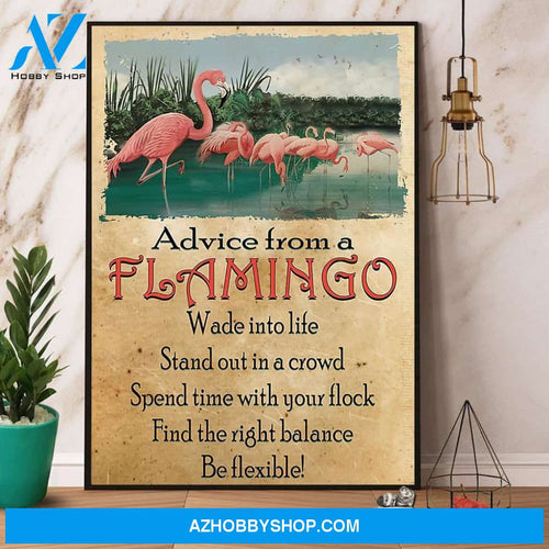 Advice From A Flamingo Vintage Canvas And Poster, Wall Decor Visual Art