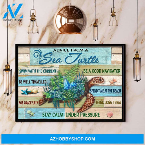 Advice From A Sea Turtle Stay Calm Under Pressure Canvas And Poster, Wall Decor Visual Art