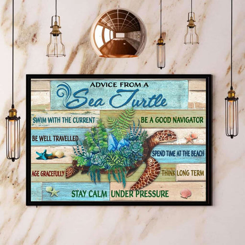 Advice From A Sea Turtle Stay Calm Under Pressure Paper Poster No Frame Matte Canvas Wall Decor