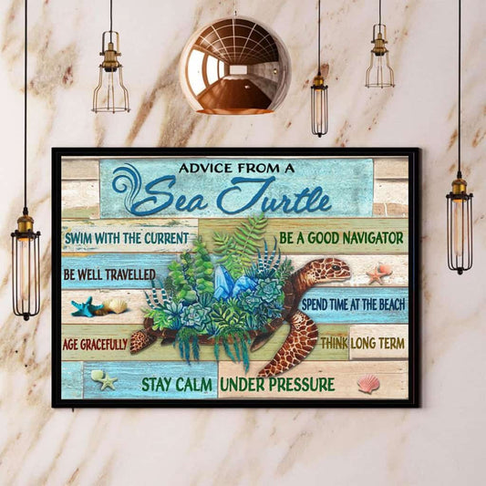 Advice From A Sea Turtle Stay Calm Under Pressure Paper Poster No Frame Matte Canvas Wall Decor
