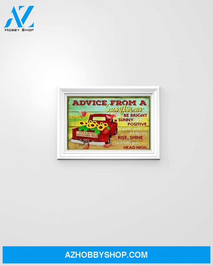 Advice From A Sunflower Horizontal Canvas Wall Art, Wall Decor Visual Art