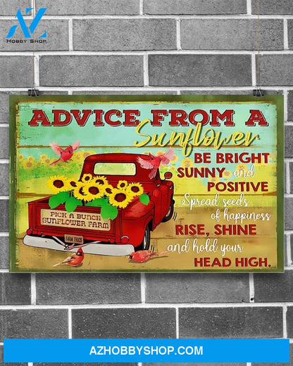 Advice From A Sunflower Horizontal Canvas Wall Art, Wall Decor Visual Art