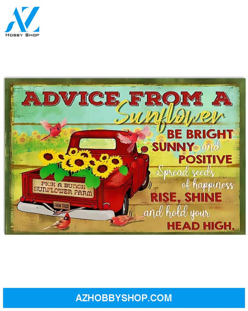 Advice From A Sunflower Horizontal Canvas Wall Art, Wall Decor Visual Art