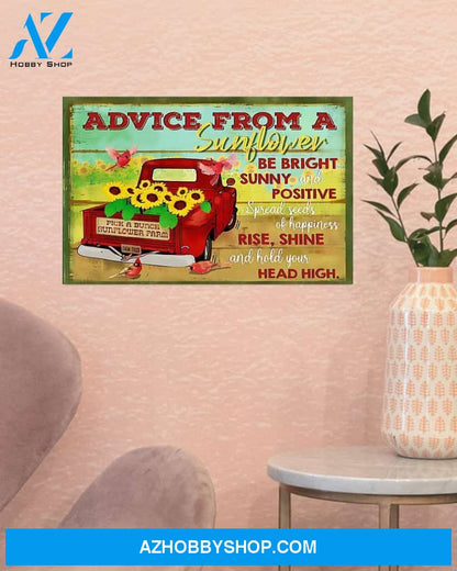 Advice From A Sunflower Horizontal Canvas Wall Art, Wall Decor Visual Art