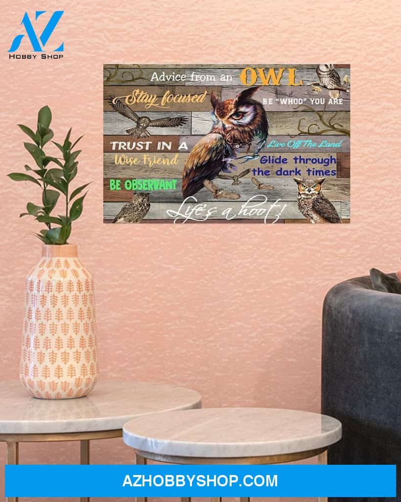 Advice From An Owl Horizontal Canvas Wall Art, Wall Decor Visual Art
