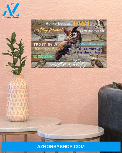 Advice From An Owl Horizontal Canvas Wall Art, Wall Decor Visual Art