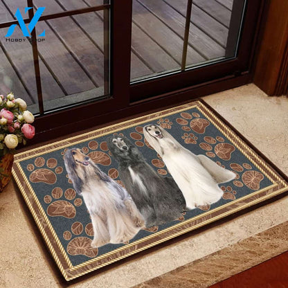 Afghan Hound Flower Paw Dog Doormat Welcome Mat House Warming Gift Home Decor Gift for Dog Lovers Funny Doormat Gift Idea