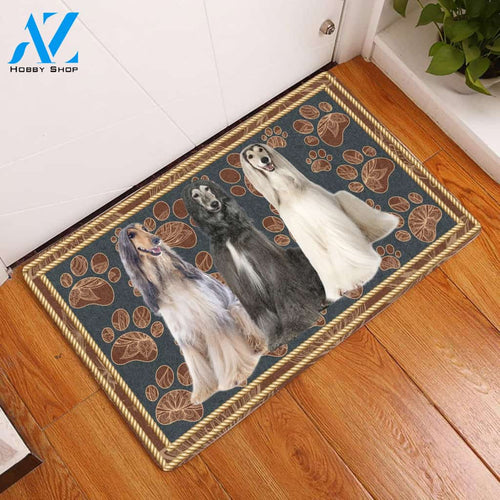 Afghan Hound Flower Paw Dog Doormat | Welcome Mat | House Warming Gift