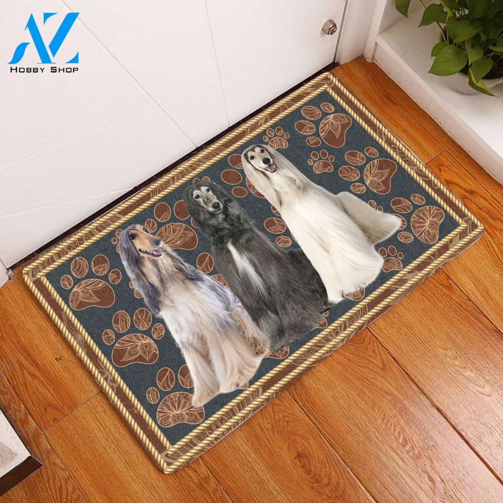 Afghan Hound Flower Paw Dog Doormat Welcome Mat House Warming Gift Home Decor Gift for Dog Lovers Funny Doormat Gift Idea