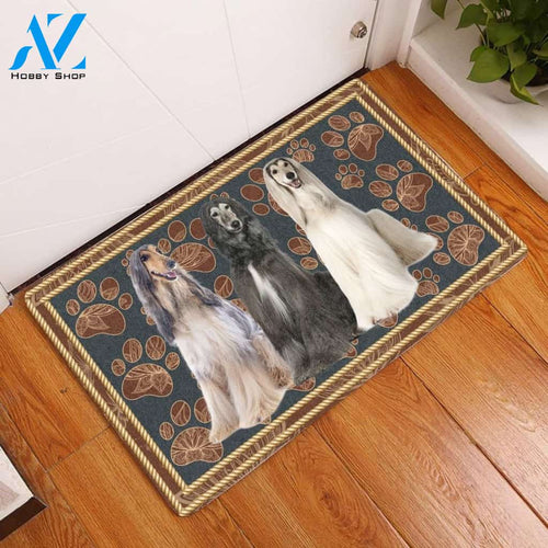 Afghan Hound Flower Paw Doormat