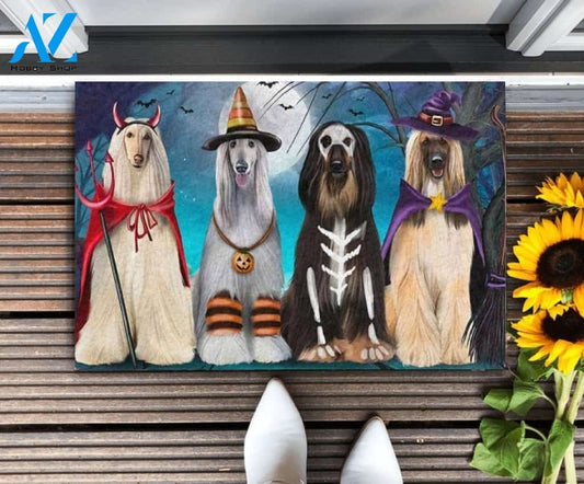 Afghan Hounds Dog Happy Halloween Day Doormat Welcome Mat Housewarming Gift Home Decor Gift For Dog Lovers Funny Doormat Gift Idea For Halloween