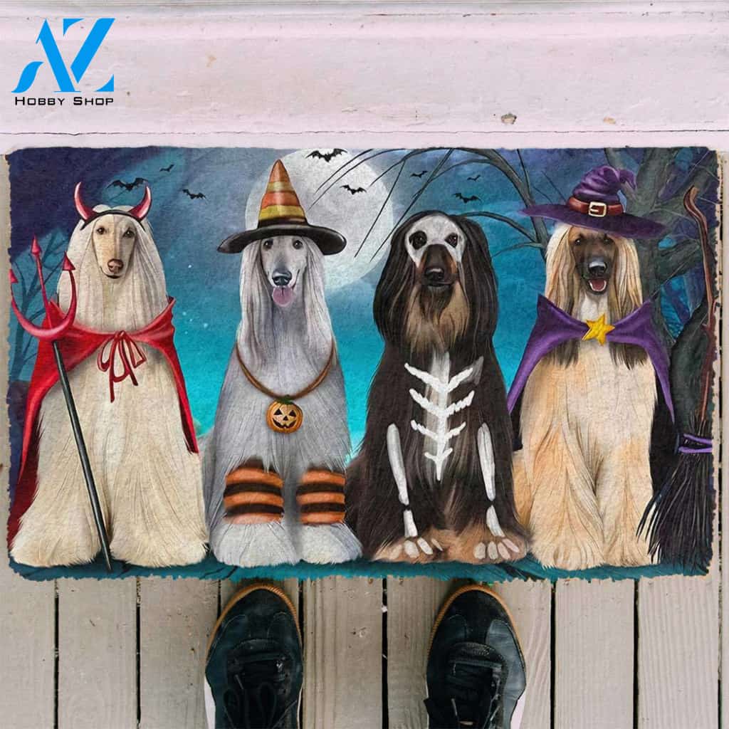 Afghan Hounds Halloweenn Funny Doormat Gift For Dog Lovers Birthday Gift Home Decor Warm House Gift Welcome Mat Halloween Decor