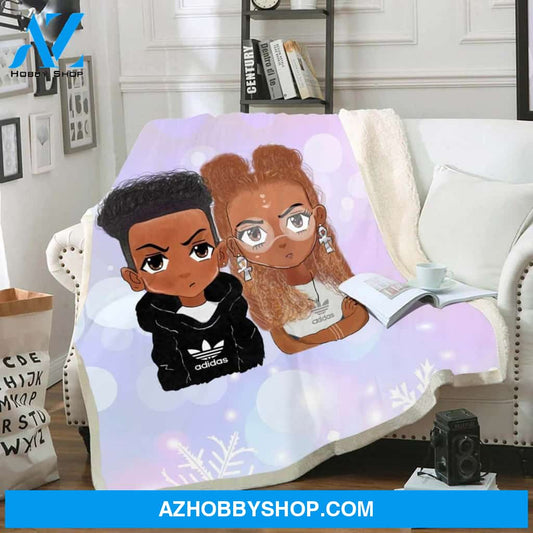 Africa Blanket Design Natural Hair Fleece Blanket