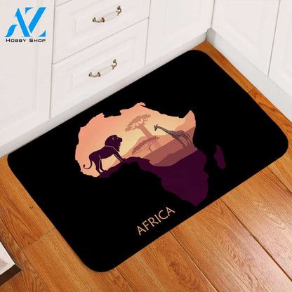 Africa Continent Black Door Mat
