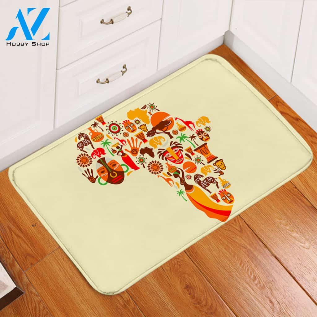 Africa Continent Tan Door Mat