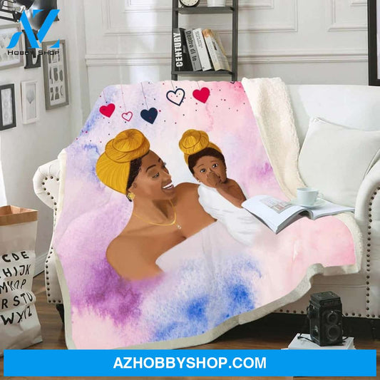 Africa Design Beauty Black Headwrap Fleece Blanket Cute Mom Gift Ideas For Mom