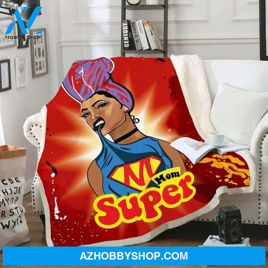 Africa Design Natural Hair Daily Super Mom Headwrap Gift Fleece Blanket