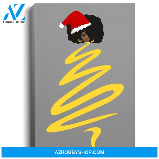 African American Girl Angel Santa Christmas Tree Topper Canvas Wall Art
