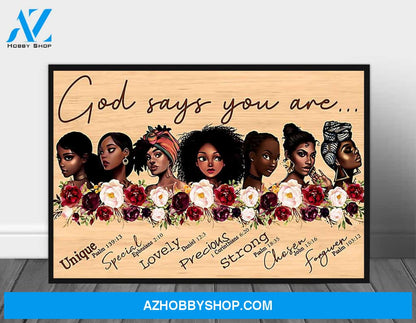 African American God Says You'Re Black Black Woman Print G Poster Canvas