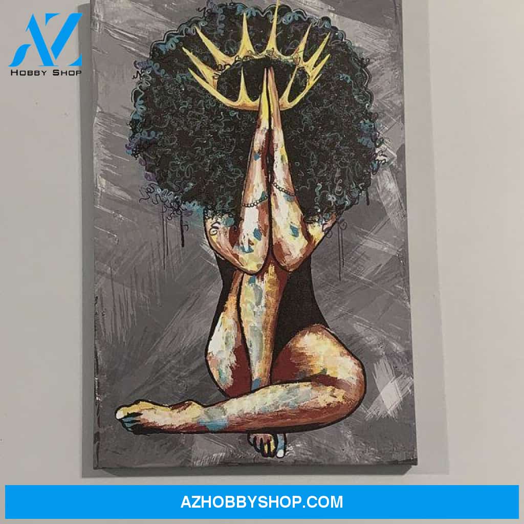 African American Portrait Black Queen Girl Praying Poster Poster Canvas