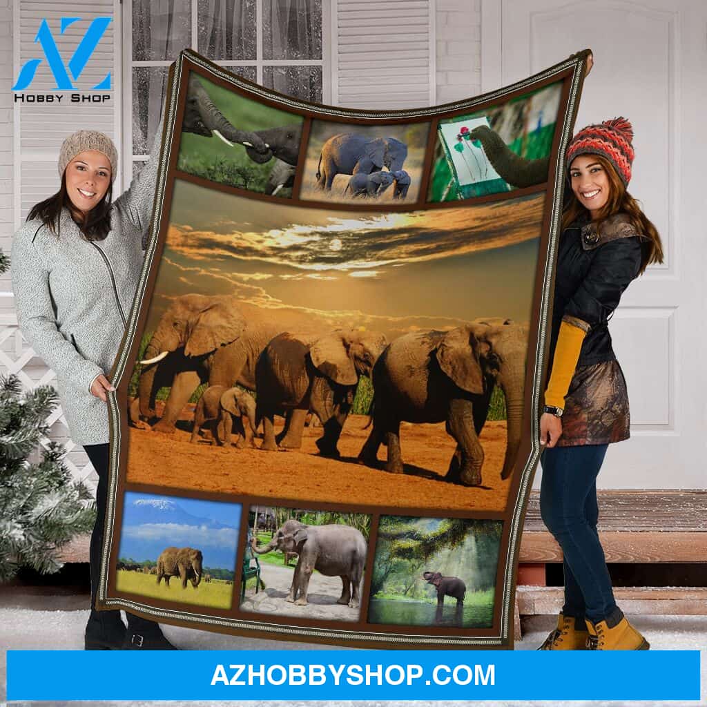 African Elephant Fleece Blanket