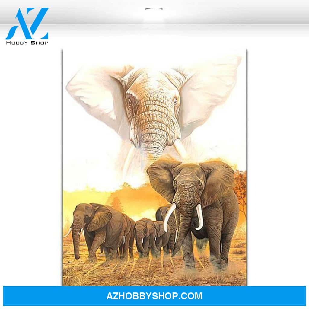 African Elephant Group Animal Modern Artwork For Living Office Full Hd Personalized Customized Canvas Art Wall Art Wall Decor