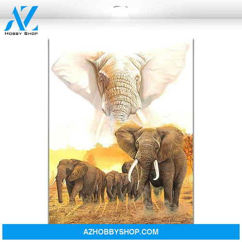 African Elephant Group Animal Modern Artwork For Living Office Full Hd Personalized Customized Canvas Art Wall Art Wall Decor