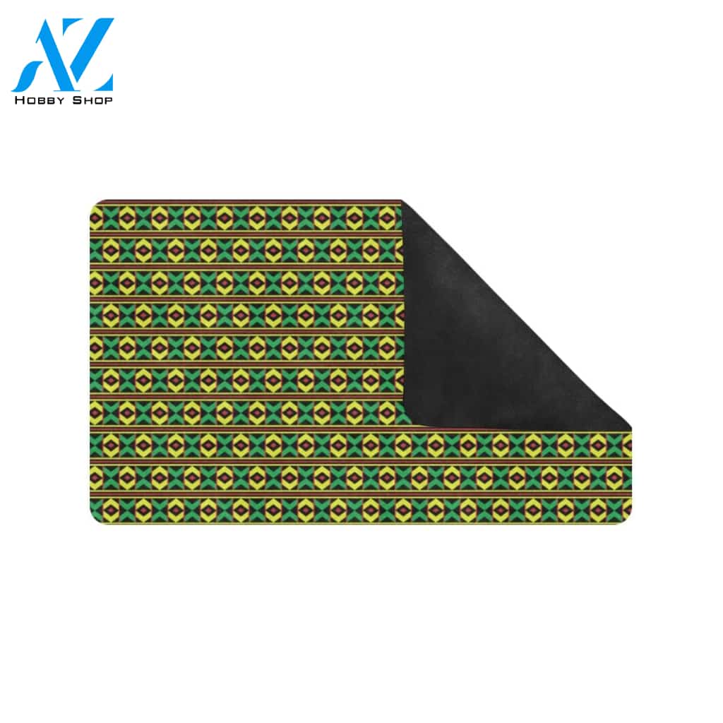 African Geometric Print Pattern Rubber Doormat