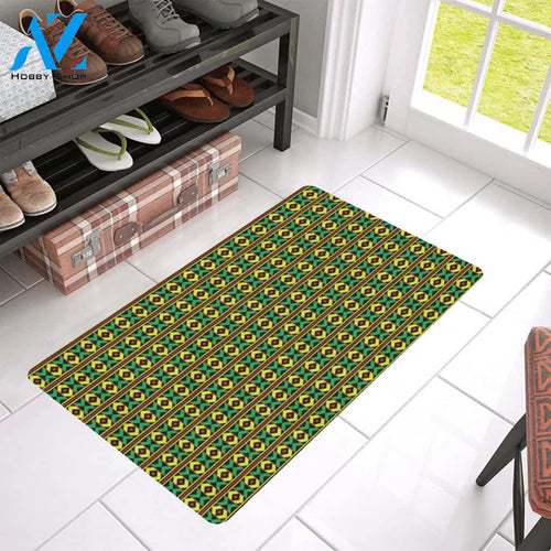 African Geometric Print Pattern Rubber Doormat