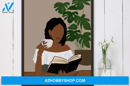 African Woman Art Black Woman Reading Book Poster Canvas