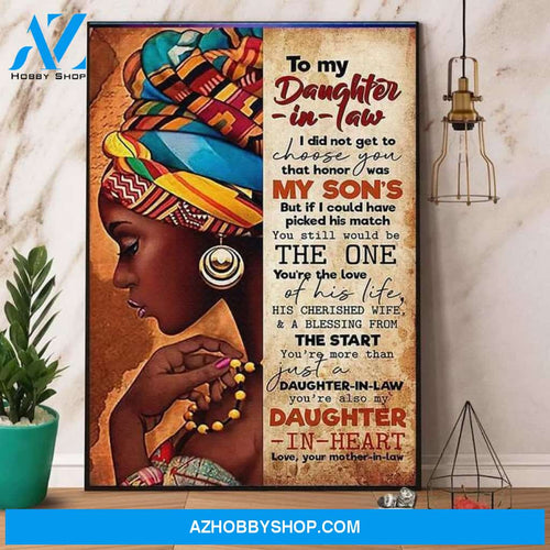 African Woman To My DaughterInLaw You'Re The Love Of His Life Canvas And Poster, Wall Decor Visual Art
