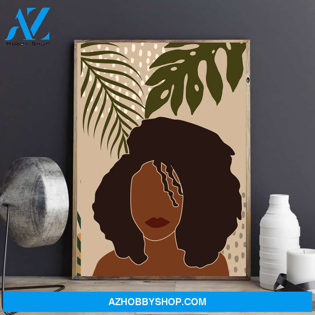 Afro Black Woman Art Female Portrait Drawing Black Woman Poster Canvas